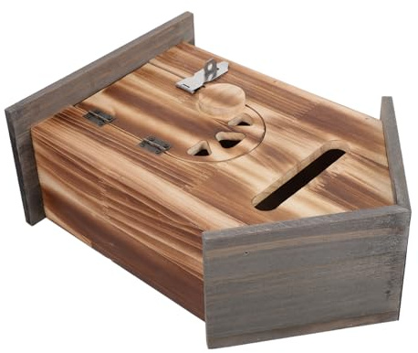 PAMINGONO Cassetta Postale Esterna in Legno a Forma di Casa con Serratura da Parete, Grande Cassetta Postale di Sicurezza Vintage per Organizzazione Ingresso e Uso Domestico