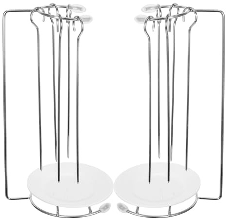 MINAOLULUS Support Brochette Barbecue Acier Inoxydable Lot de 2 Assiette Collectrice pour Barbecue en Extérieur Suspendre Verticale Kebab 11.02X4.72X4.72In