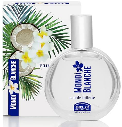 Helan Monoi Blanche - Profumo Donna Eau de Toilette, Fragranza Solare, Fiorita ed Esotica con Cocco, Monoi, Ylang Ylang, Tuberosa, Ambra Bianca e Vaniglia, Profumo Avvolgente - 50 ml, Made in Italy