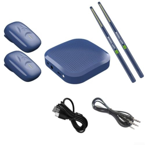 ARMYJY Batteria elettronica portatile con rilevamento del movimento 3D, batteria ad aria compatta per principianti con doppia zona per rullante, cuscinetti silenziosi per uso domestico, blu navy, 36 x