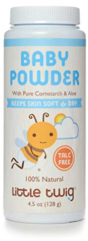 Little Twig Baby Powder, Natural Plant Derived Formula with Cornstarch and Aloe, 100% Talc-Free Powder, Fragrance-Free, 4.5 oz