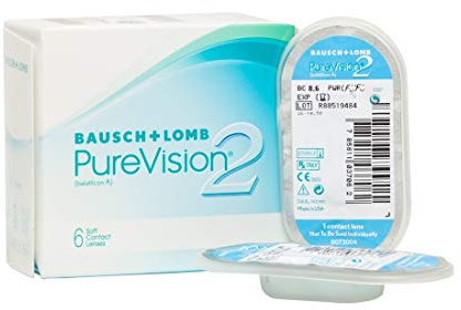 Bausch + Lomb PureVision 2 Monatslinsen, sehr dünne sphärische Kontaktlinsen, weich, 6 Stück / BC 8.6 mm / DIA 14 / +1,00 Dioptrien