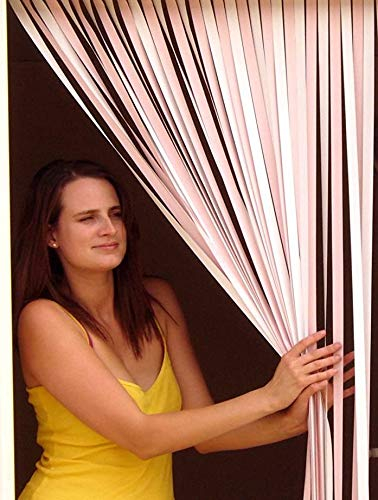 Holland Plastics Original Brand Wohnwagen-Türvorhang, Fliegengitter, Insektenschutz, Streifenvorhang - Hell Pink & Weiss- 62cm breit