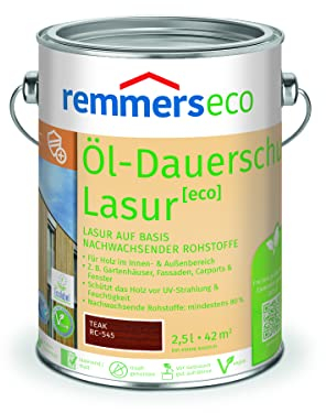 Remmers Dauerschutz-Lasur [eco] teak, 2,5 Liter, Langlebig, ausgeprägter UV-Schutz, für innen und außen, Schutz vor UV-Strahlung & Feuchtigkeit