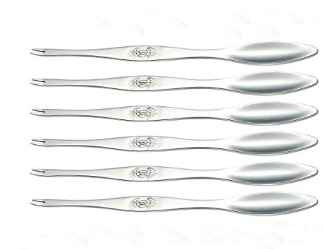 AKOAK 6 Pcs Seafood Tools,Double Headed 304 Stainless Steel Fork and Spoon for Crab and Lobster