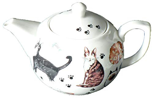 Cat teapot - 2 Cup Porcelain Teapot Decorated with Cute Cats and Kittens