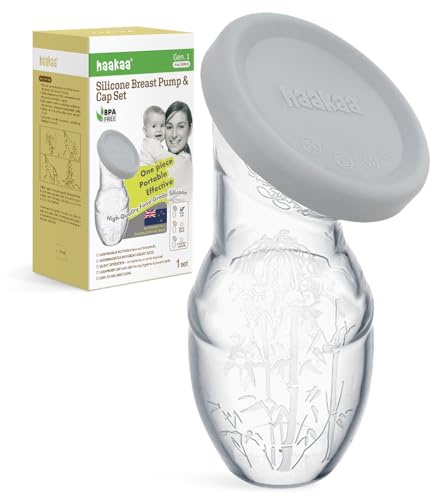 Haakaa 100 ML - Sacaleche de silicona con tapa, transparente sacaleches manual, recolección de leche, saludable e inocuo, ahorra cada gota de leche materna