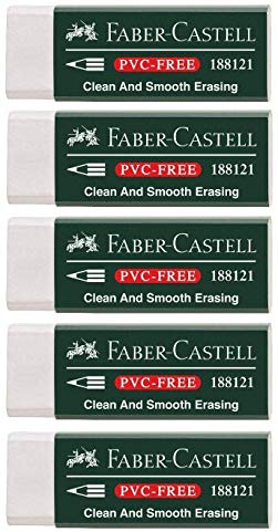 Faber-Castell 188121 - Radierer 7081 N PVC-Free, Kunststoff (5 Radierer, weiß)