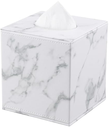 KINGFOM Leder Quadratisch Kosmetiktücherbox (Marmor)