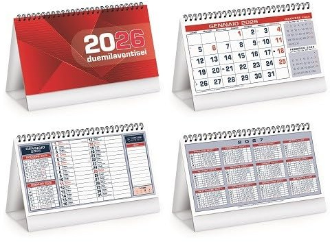 Agendepoint.it - Calendario da tavolo 2026 triangolare mensile 12mesi rosso 19x14cm spiralato 2pz