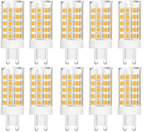 WULUN G9 LED Lampe 10W, 1000LM, Warmweiß 3000K, Ersatz 90W-100W Halogenlampe, G9 Sockel, Kein Flackern, Nicht Dimmbar, für Kronleuchter, Deckenleuchten, Wandleuchten, AC 220-240V, 10er Pack
