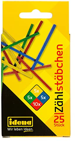 Idena 20101 - Zählstäbchen aus Holz, 25er Packung, farbig sortiert, 75 mm