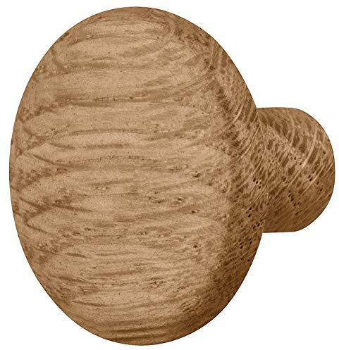 Gedotec - Pomello per mobili in legno di quercia per ante e mobili – FRANK | Pomello per armadio cucina con diametro di 32 mm | Pomello per porta laccato naturale | 1 pezzo
