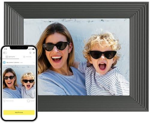 Aura Mason HD - Cornice per foto digitale intelligente da 9 pollici WiFi Cloud Cornice per foto digitale, archiviazione illimitata gratuita, Invia foto da qualsiasi luogo- Grafite
