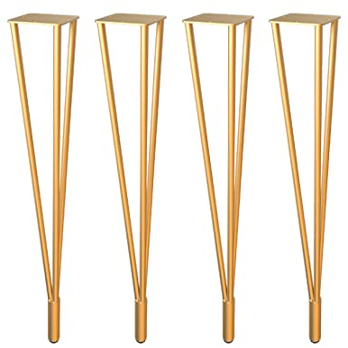 HWZP026 4 Stück DIY-Möbel Metall-Tischbeine,Moderne Möbelbeine für Schrank, Kleiderschrank, TV-Schränke, Nachttisch Mit Schrauben und Schutzfüßen (50cm/19.68in,Gold)