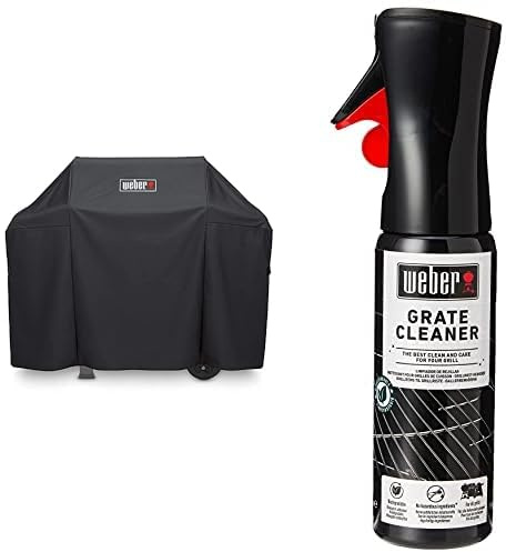 Weber 7183 Premium Abdeckhaube für Spirit/Spirit II 300-Serie und Spirit EO-210, schwarz & 17875 Grillrost-Reiniger, 300 ml, Nebelspray, löst Fett- und Speisereste, schwarz