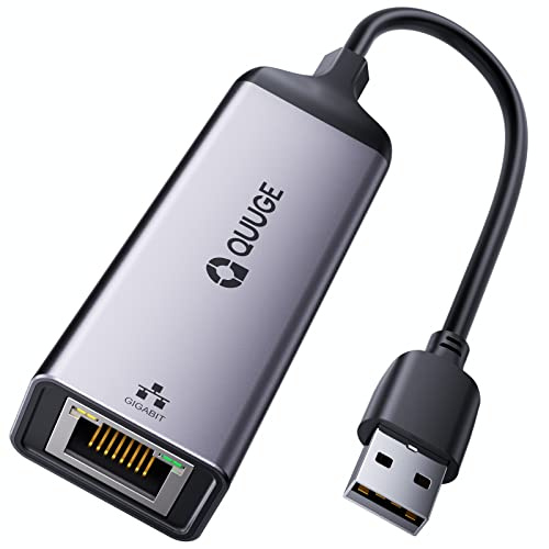QUUGE USB 3.0 zu Ethernet Adapter 1 Gbps USB Ethernet Adapter, LAN Netzwerkadapter mit Aluminium, Plug & Play für Windows 11/10/8.1/8, macOS, Linux, Switch, PC – Grau
