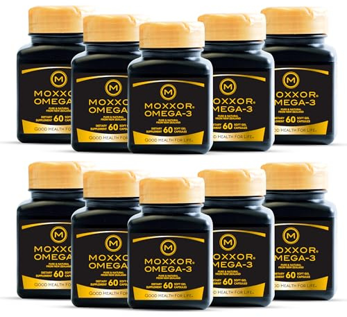 Moxxor Omega 3 New Zealand Green Lipped Mussel Oil Soft gels for Joint Support and Mobility, Heart & Immune Support, No Fishy Aftertaste, 10-Pack, 600Soft gels, 2-Soft gels Per Day, 300 Day Supply