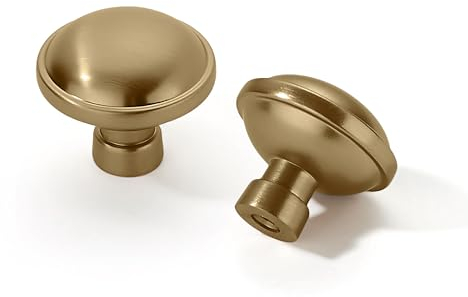 Khtumeware Schrankknäufe aus gebürstetem Messing, 3,8 cm, gebürstetes Gold, 20 Stück
