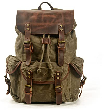 FANDARE Zaino da viaggio Tela Zaino da Escursionismo Zaini Zainetto Trekking Borsa a tracolla Cartella Borsone con Couliss Zaino da Campeggio Viaggio Grande per Uomo Donna Zaini da hiking Army Green