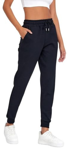COMEOR Joggingbyxor dam – sportbyxor dam sweatbyxor bomull, svart, S