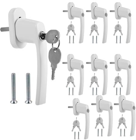 Ikodm 16x Manilla para Ventana - Cerradura de Ventana para Niños - Manija de Ventana con Llaves - Cierre Uniforme - Aluminio Manilla Ventana - Manijas de Seguridad （Blanco）
