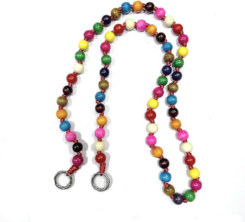 Pmnzdy Catena per Cellulare con Perline in Legno Universali Cordino Collana Decorativa Telefono Perle di Legno Catena con Fibbia Metallo per Smartphone e Custodia per Cellulare Colori Misti