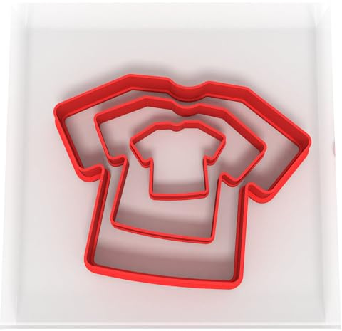 JUST CUTTERS Cortadores en forma de camisa, Cortador Galletas, Cortapastas | Juego de 3 cortadores de plástico para hornear, fondant, arcilla, pastelería, glaseado, joyas (3/5/8 cm)