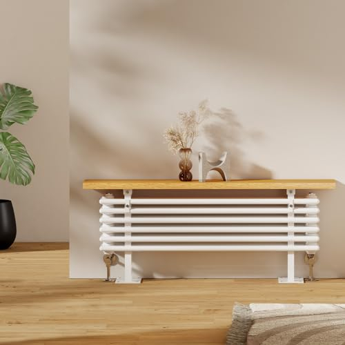 EMKE Design Heizkörper mit Ablage 1200x480mm, 2-in-1 Heizkörper Bad Seitenanschluss Horizontal Doppellagig Weiß 808 Watt