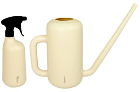 MePla - Set Gießkanne Pilea 3,8L + Sprüher 1,0L - Elfenbein, wetterfest aus UV-beständigem Kunststoff