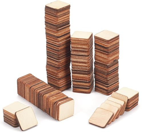 NBEADS 300 Stück Holz Quadratische Scheiben, 2x2cm Rohling Aus Holz Balsaholzplatten Holzausschnitte Zum Basteln Malen Schreiben Heimwerkerbedarf Gravieren Und Schnitzen Heimdekorationen