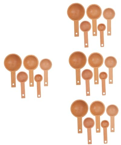 MAGICLULU 20 Piezas Juego De Cucharas Medidoras De Haya Pala De Lavandería Cucharas De Madera Pala De Madera Cucharas De Mesa Cuchara Medidora Cuchara De Para Molido Cuchara De Té