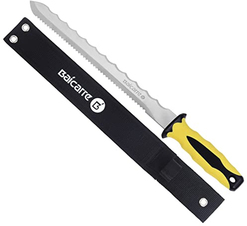 HALNKSZDDD Sod Cutter Knife, Stainless Steel Insulation Knife with Yellow Handle, 11 Double Side Utility Lawn Repair Garden with Nylon Sheath