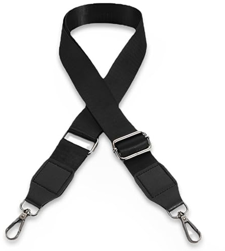 IKOPFLN Correa de Hombro Ajustable con Mosquetón - Negra, 75-145 cm, Ancho 3,8 cm - Para Bolsas de Laptop y Cámaras