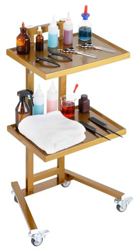 VEVOR Chariot de Laboratoire en Acier Inoxydable, Chariot Médical Mobile avec 2 Plateaux, Chariot Utilitaire Stable, avec 4 Roues Silencieuses, pour Laboratoire, Clinique, Hôpital, Salon, Doré