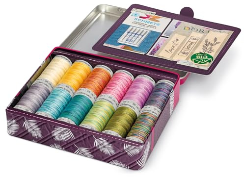 Gütermann Creativ Cotton 30 Scatola di Fili da Cucito con Aghi ed Etichette - Fili Naturali per Cucito ed Ricamo, 12 x 300m - 1 Set