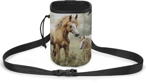 Hundeleckerli-Tasche mit Tier-Stickerei, Gemälde, Pferde, Leckerli-Trainingstasche, Hundetrainingstasche, Tiere Stickerei Gemälde Pferde, Einheitsgröße, Hundetrainingstasche