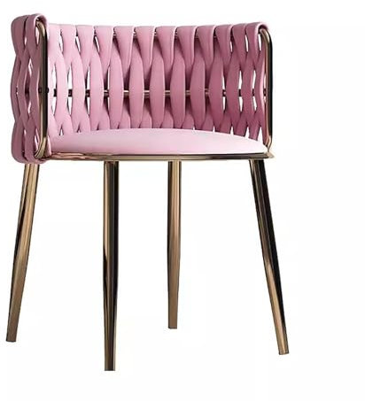 WLCNYL Schminkstuhl, Schminkstuhl aus Samt, 2er-Set, moderner gewebter Schminkstuhl mit Metallbeinen, für Esszimmer, Schminktisch, Wohnzimmer (Farbe: Rosa, Größe: 1 Handvoll)