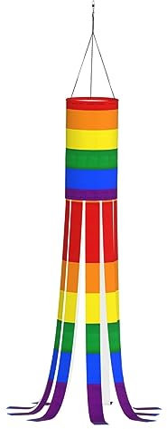 SABFWF Windsack mit Regenbogen-Flagge, saisonaler Windsack, für Herbst, Winter, Thanksgiving, Outdoor und Geister-Thema, Windsack mit Stange