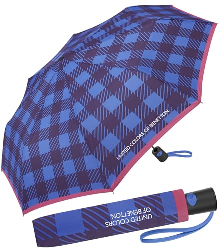 Benetton Taschenschirm Mini Automatik Checks - blue