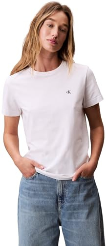 Calvin Klein Camiseta de Manga Corta Mujer Archive Jersey tee con Cuello Redondo, Blanco (Brilliant White), XXL