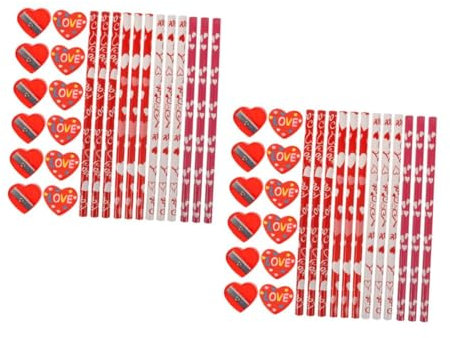 Tofficu 120-Teiliges Bleistiftset Zum Valentinstag Bleistifte Etikett Herzförmige Radiergummis Zum Valentinstag Für Den Unterricht Im Klassenzimmer Valentinstags-Bleistift