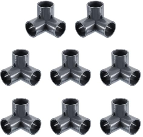 Sourcing Map 1 PVC 3-Way Elbow Fittings, 8 Pcs, Grey, 1.3 Size, Slip Type, PVC Pipe Fittings