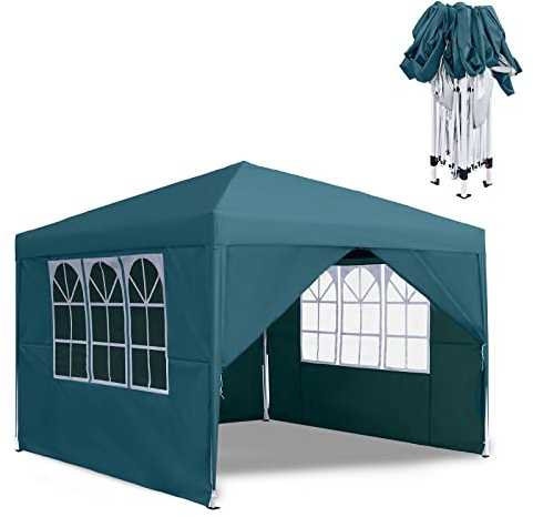 Aufun Pavillon 2.5x2.5m Wasserdicht Gartenpavillon Grün | mit 4 Seitenteilen und Fensternfür Garten, Partys, Hochzeiten, Picknicks, faltpavillon aus Oxford Metallrahmen