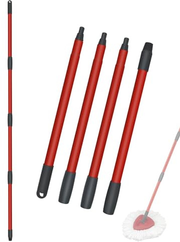 Recambio de Mango de mopa, 4 Secciones, de 30 a 58 Pulgadas, Compatible con la Base de mopa Vileda Turbo Spin, Recambios de mopa EasyWring para Limpieza de Suelos