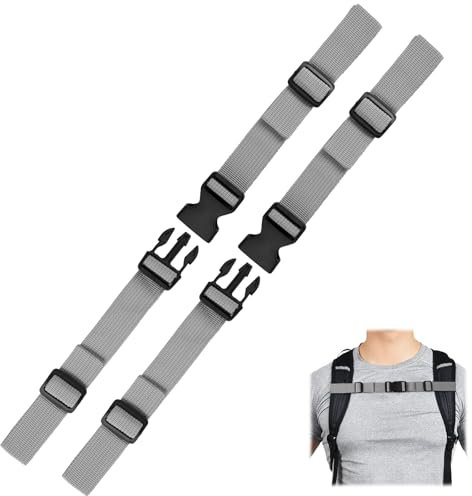 2 Pezzi Cinghia Toracica Zaino, 2,5 cm Cinghie Pettorali Antiscivolo Regolabili,con Fibbia a Sgancio Rapido,Cinghie per Zaino,Fascia Toracica Zaino per Zaino Adulti e Bambini, Jogging, Escursionismo