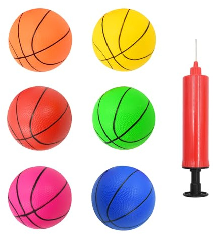 Coriver Mini Basketboll 6-pack – 15 cm färgglad barnbasketset med pump, sportleksak för inomhus utomhus pool strandspel, liten basket för tonåringar barn födelsedagsfest presenter
