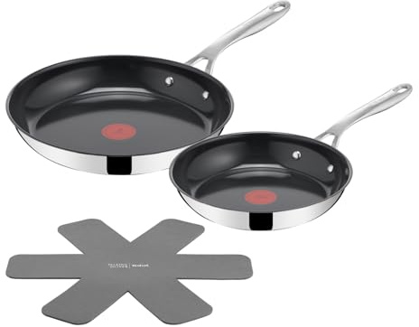 Tefal Jamie Oliver by Direct Cook Bratpfannen-Set, 2-tlg. 24/28 cm, inkl. Pfannenschoner, antihaftbeschichtete Keramikoberfläche, langlebige Versiegelung, Thermo-Signal, für alle Herdarten, H880S334