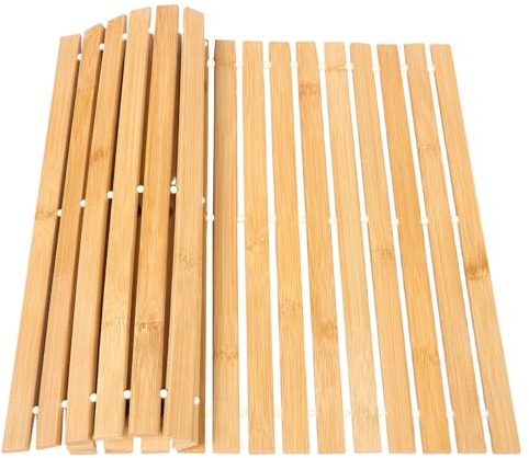 DECORNIJIA Alfombra De Ducha Plegable De Bambú Antideslizante Esterilla para Baño y Sauna Natural y Práctica