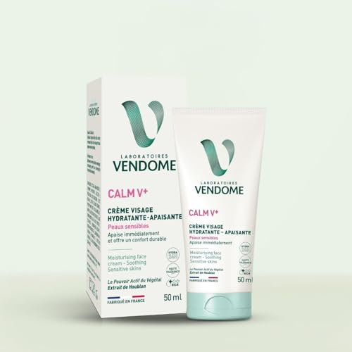 LABORATOIRES VENDÔME - CALM V+ - Crème Visage Hydratante & Apaisante - Hydratation 24H - Apaise Immédiatement - Confort Durable - Enrichi En Extrait De Houblon Biologique - Peaux Sensibles - 50ml